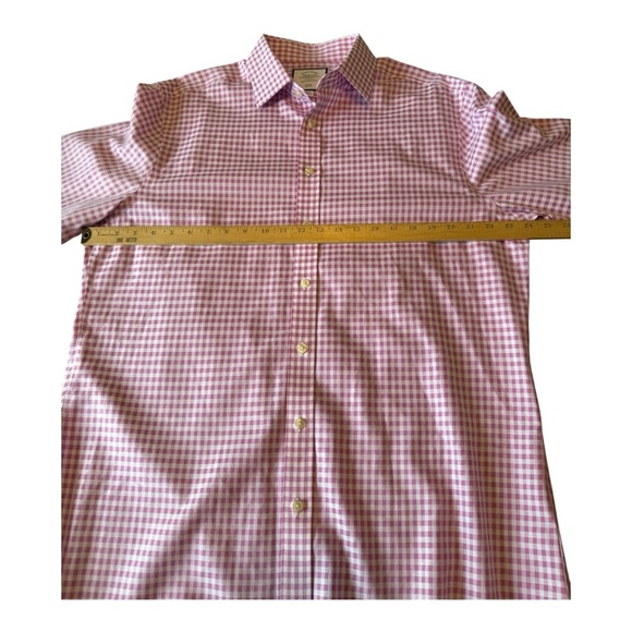 Charles Tyrwhitt Shirt Mens 17/36 Pink Gingham Check Non Iron Slim Fit - Picture 6 of 9